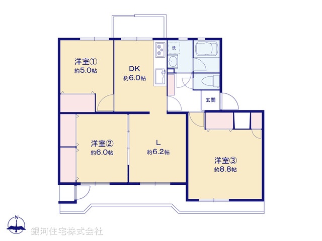 G00377194 神奈川県川崎市多摩区枡形１丁目 中古マンション 1599万円【間取図】