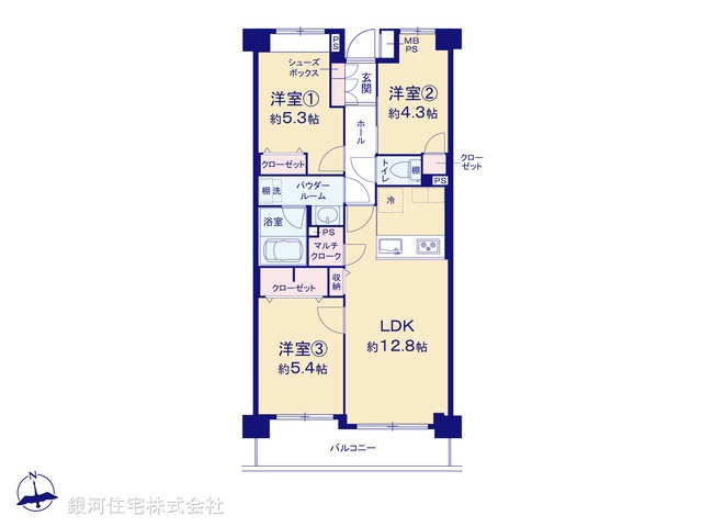 G00377275 神奈川県横浜市神奈川区松見町３丁目 中古マンション 3980万円【間取図】