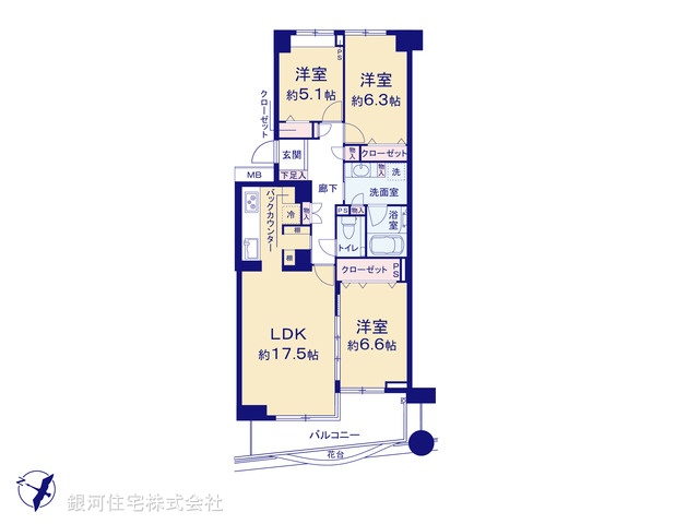 G00378110 神奈川県川崎市宮前区犬蔵２丁目 中古マンション 6899万円【間取図】