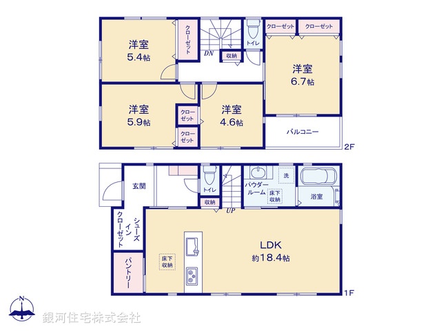 G00378769 神奈川県横浜市鶴見区獅子ヶ谷３丁目 新築一戸建て 5380万円【間取図】