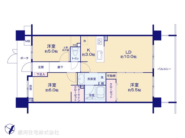 G00379078 東京都江戸川区篠崎町３丁目 中古マンション 5090万円【間取図】