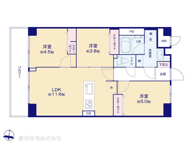 G00379090 東京都江東区東砂２丁目 中古マンション 4180万円【間取図】