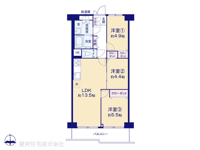 G00379115 東京都江戸川区南篠崎町５丁目 中古マンション 3090万円【間取図】