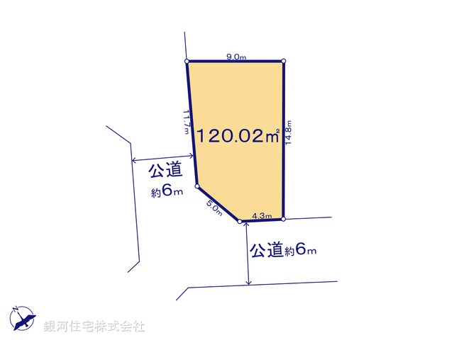 G00379331 東京都国立市矢川３丁目 土地 4380万円【区画図】