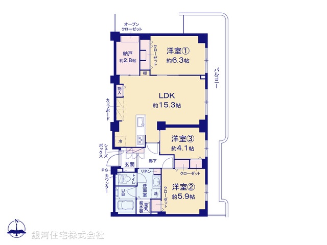 G00379615 東京都江戸川区清新町１丁目 中古マンション 5999万円【間取図】