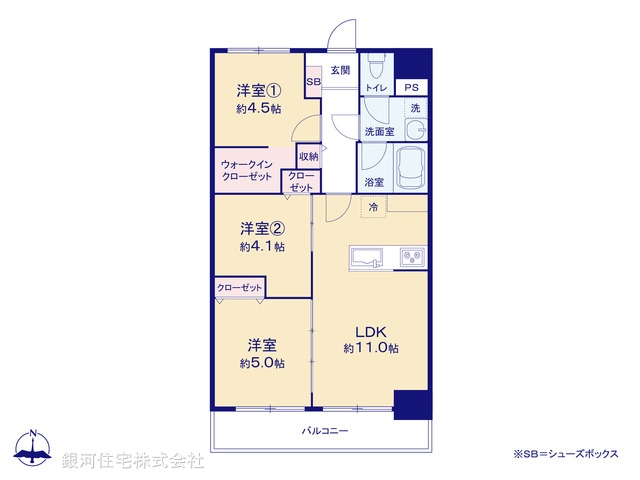 G00379632 東京都足立区栗原３丁目 中古マンション 3490万円【間取図】