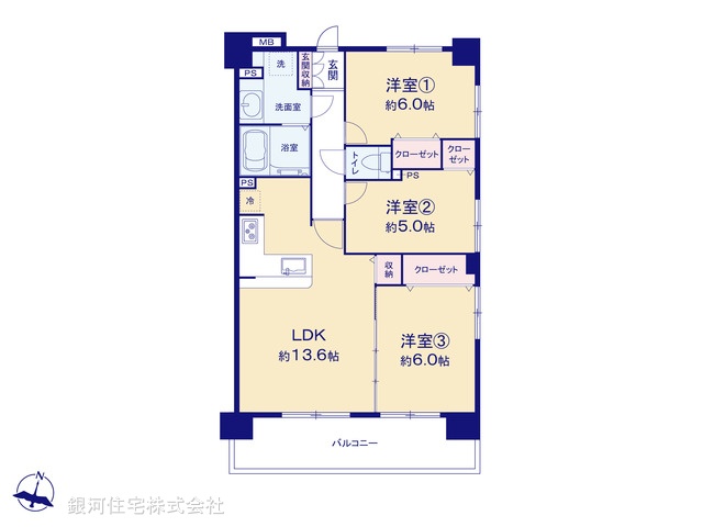 G00379827 神奈川県横浜市神奈川区西寺尾１丁目 中古マンション 4090万円【間取図】