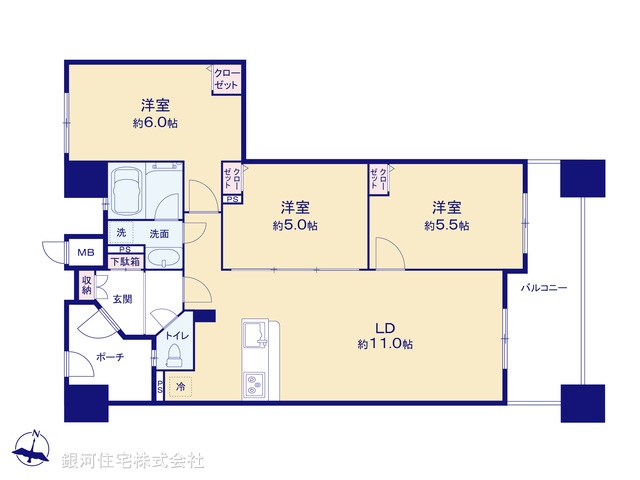 G00379933 神奈川県横浜市南区浦舟町５丁目 中古マンション 4480万円【間取図】