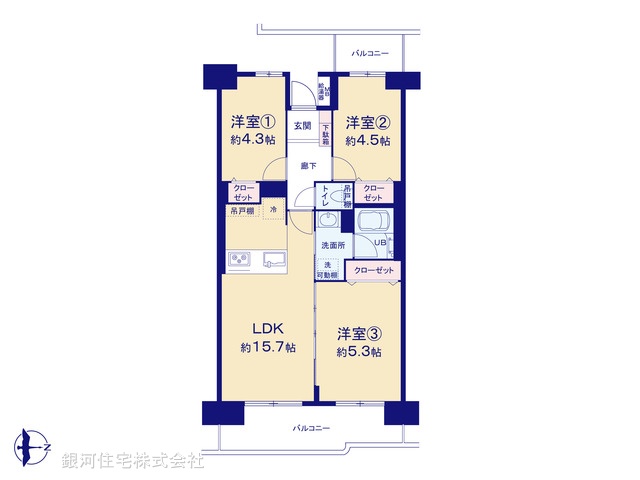 G00381156 埼玉県さいたま市北区日進町１丁目 中古マンション 2280万円【間取図】