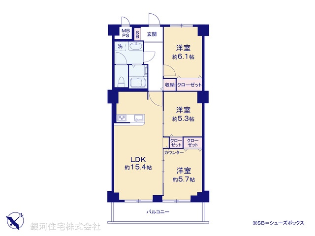 G00381286 千葉県松戸市東平賀 中古マンション 2498万円【間取図】