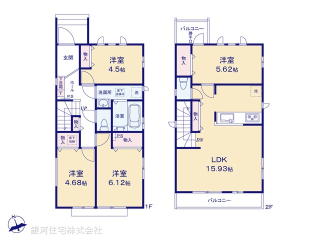 G00382415 埼玉県戸田市喜沢２丁目 新築一戸建て 6190万円【間取図】