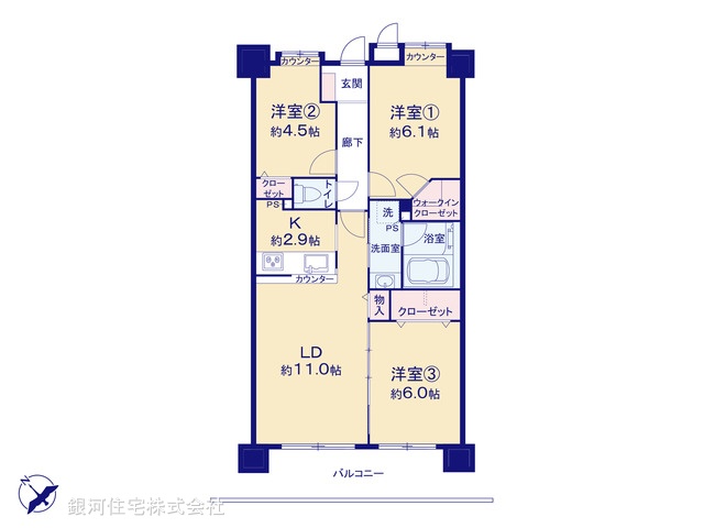 G00382671 神奈川県横浜市神奈川区西寺尾１丁目 中古マンション 4490万円【間取図】