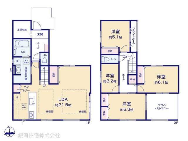 G00383418 千葉県流山市松ヶ丘６丁目 新築一戸建て 5499万円【間取図】