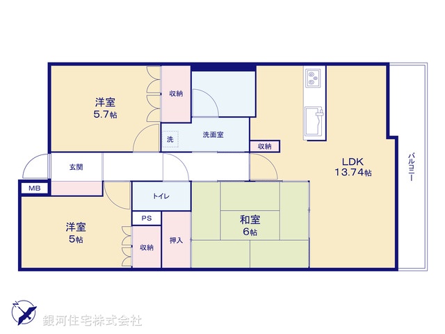 G00383462 千葉県千葉市中央区問屋町 中古マンション 3279万円【間取図】