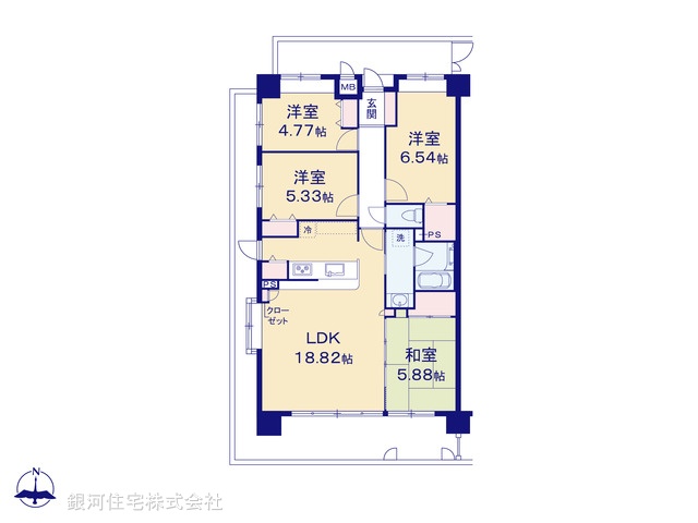 G00383629 神奈川県相模原市中央区淵野辺２丁目 中古マンション 3780万円【間取図】