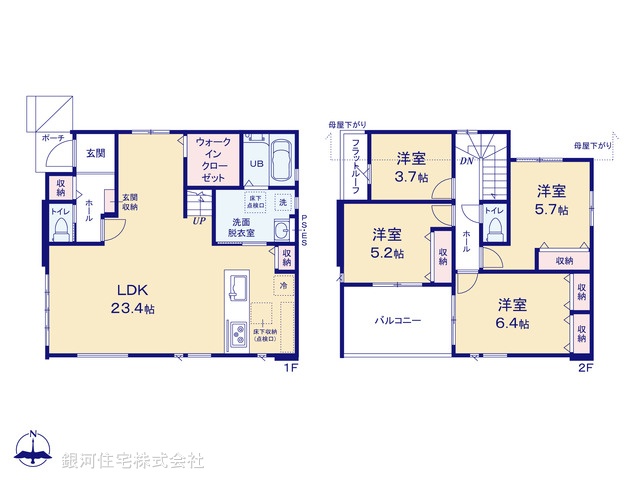 G00384316 千葉県我孫子市湖北台５丁目 新築一戸建て 3588万円【間取図】