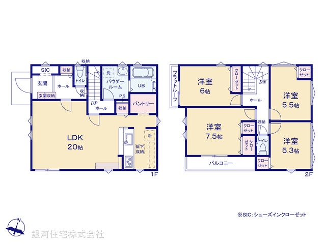 G00384357 千葉県船橋市習志野台５丁目 新築一戸建て 4799万円 土地面積128.06m² (約38.73坪) 建物面積108.88m² (約32.93坪) 間取り４ＬＤＫ 築年月2025年11月(築１年以内)【間取図】