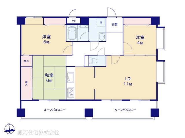 G00384719 東京都葛飾区お花茶屋１丁目 中古マンション 3780万円【間取図】