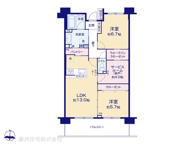 G00384780 神奈川県横浜市港北区新羽町 中古マンション 5399万円【間取図】