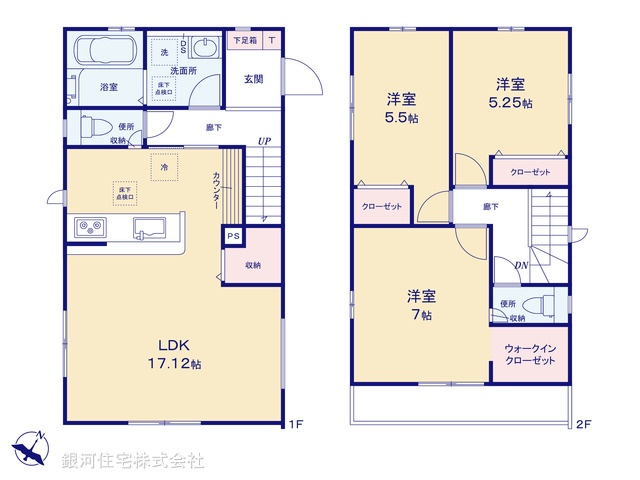 G00384875 千葉県市川市香取１丁目 新築一戸建て 5780万円【間取図】