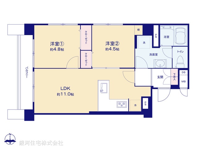 G00384961 東京都品川区北品川５丁目 中古マンション 6790万円【間取図】