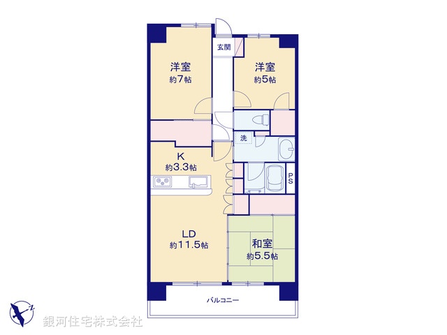 G00385266 埼玉県志木市柏町１丁目 中古マンション 3380万円【間取図】