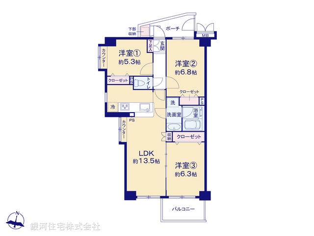 G00385512 東京都江東区北砂６丁目 中古マンション 4899万円【間取図】