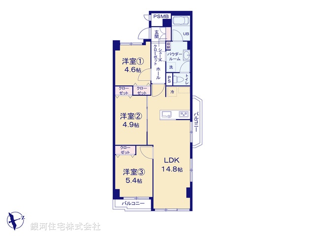 G00385882 東京都江戸川区平井３丁目 中古マンション 4199万円【間取図】