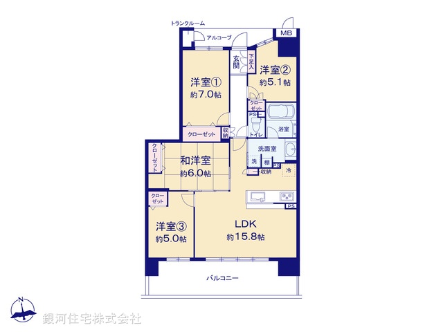 G00385915 神奈川県藤沢市稲荷１丁目 中古マンション 3980万円【間取図】
