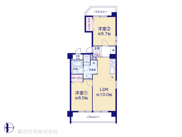 G00385916 東京都荒川区東尾久５丁目 中古マンション 3280万円【間取図】