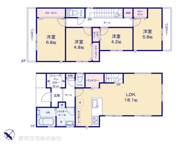 G00385954 神奈川県横浜市港南区上永谷５丁目 新築一戸建て 6690万円【間取図】