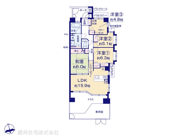 G00386319 神奈川県横浜市金沢区富岡東５丁目 中古マンション 2680万円【間取図】
