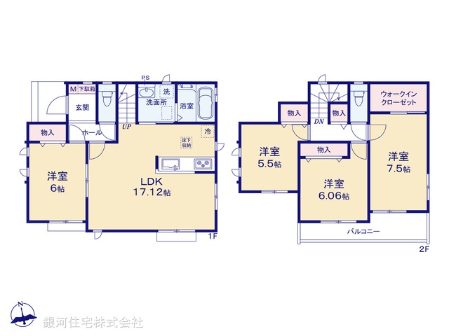 G00386612 神奈川県横浜市瀬谷区本郷１丁目 新築一戸建て 5290万円【間取図】