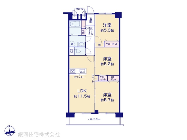 G00386787 千葉県松戸市新松戸５丁目 中古マンション 2398万円【間取図】