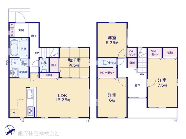 G00387119 千葉県船橋市松が丘１丁目 新築一戸建て 3690万円【間取図】