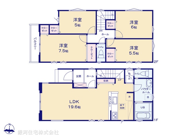 G00387154 東京都小金井市東町１丁目 新築一戸建て 7999万円【間取図】