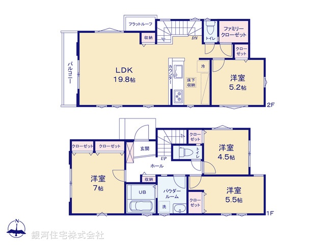 G00387155 東京都小金井市東町１丁目 新築一戸建て 7999万円【間取図】