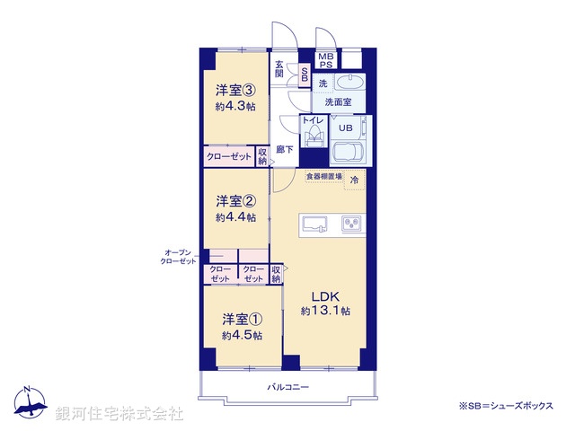 G00387199 東京都新宿区新小川町 中古マンション 7599万円【間取図】