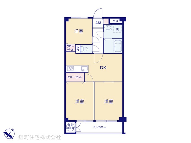 G00387278 神奈川県川崎市高津区久末 中古マンション 1480万円【間取図】