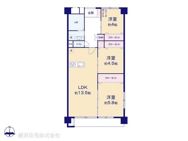 G00387422 千葉県松戸市新松戸北１丁目 中古マンション 2580万円【間取図】