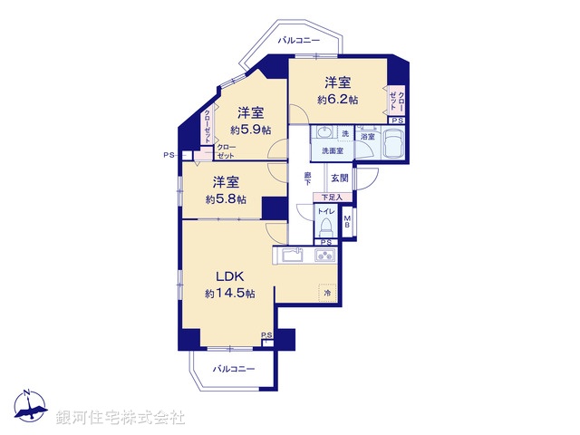 G00387434 埼玉県川口市飯塚４丁目 中古マンション 5399万円【間取図】