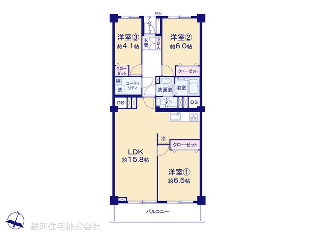 G00387633 千葉県千葉市美浜区幸町１丁目 中古マンション 2280万円【間取図】
