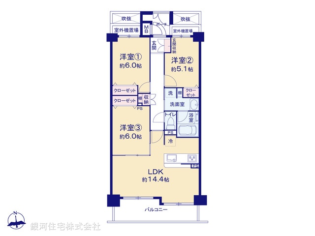G00387803 神奈川県横浜市鶴見区江ヶ崎町 中古マンション 3890万円【間取図】