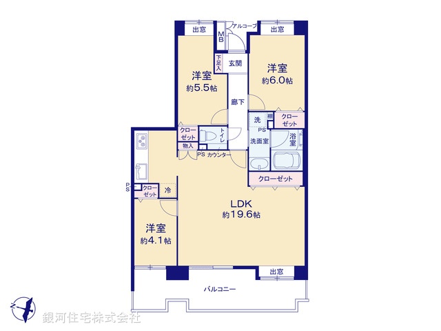 G00387905 神奈川県川崎市川崎区京町２丁目 中古マンション 5199万円【間取図】