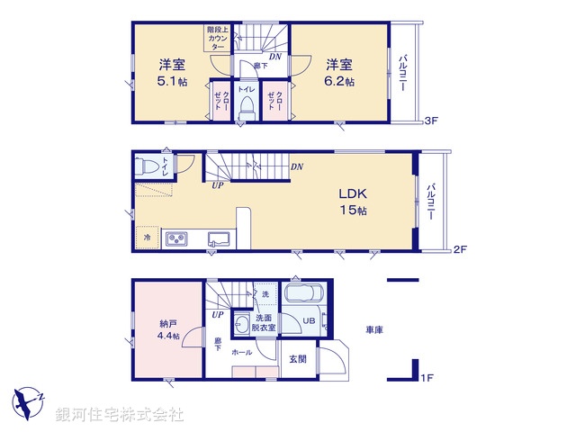 G00388100 神奈川県川崎市川崎区桜本２丁目 新築一戸建て 4290万円【間取図】