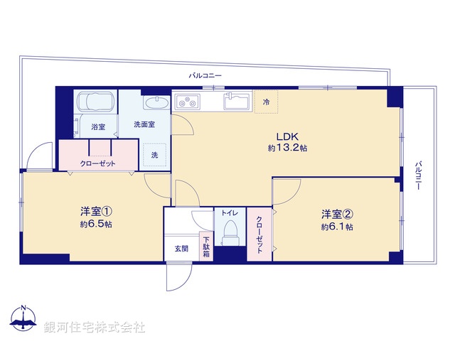 G00388154 神奈川県川崎市中原区新丸子東１丁目 中古マンション 3790万円【間取図】