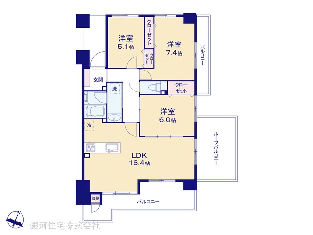 G00388157 神奈川県大和市つきみ野２丁目 中古マンション 3980万円【間取図】