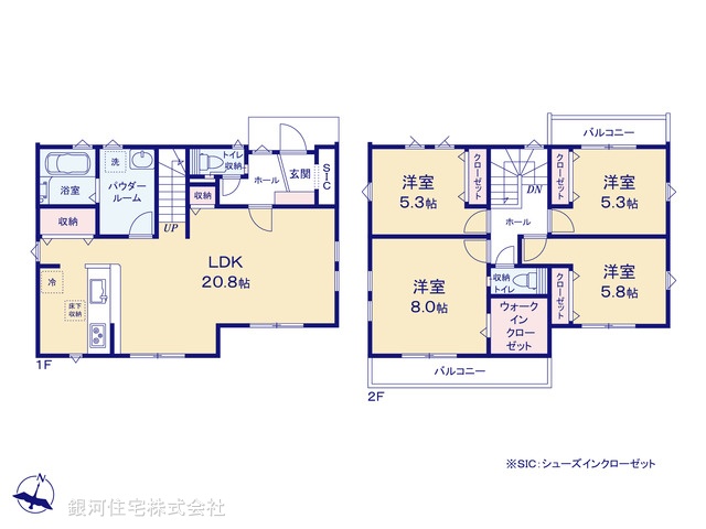 G00388204 神奈川県横浜市戸塚区名瀬町 新築一戸建て 5499万円【間取図】