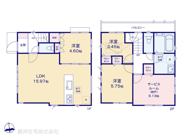 G00388217 千葉県市川市菅野２丁目 新築一戸建て 5980万円【間取図】