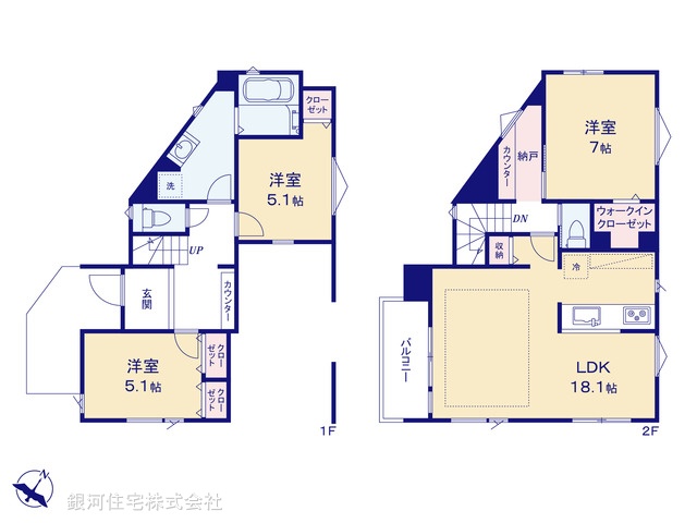 G00388271 神奈川県横浜市神奈川区松見町２丁目 新築一戸建て 6680万円【間取図】